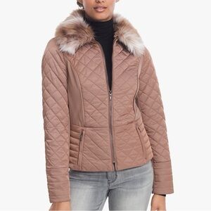 NWT WHBM QUILTED PUFFER JACKET WITH REMOVABLE FAUX FUR